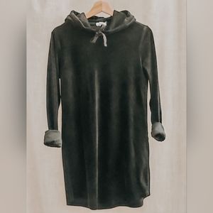 Black velvet hooded sweater dress